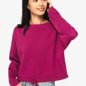 Sweat-shirt écoresponsable à col rond oversize crop femme