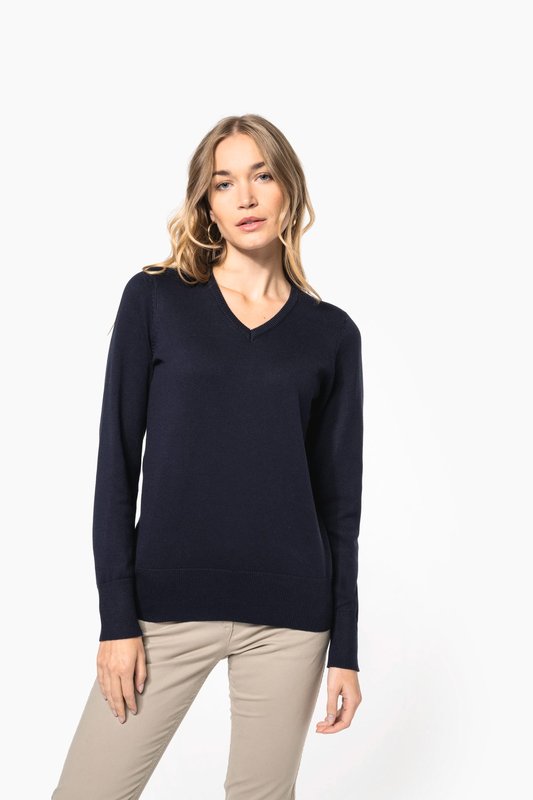 Pull col V femme