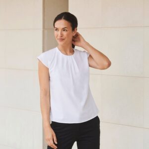 Top col plissé femme