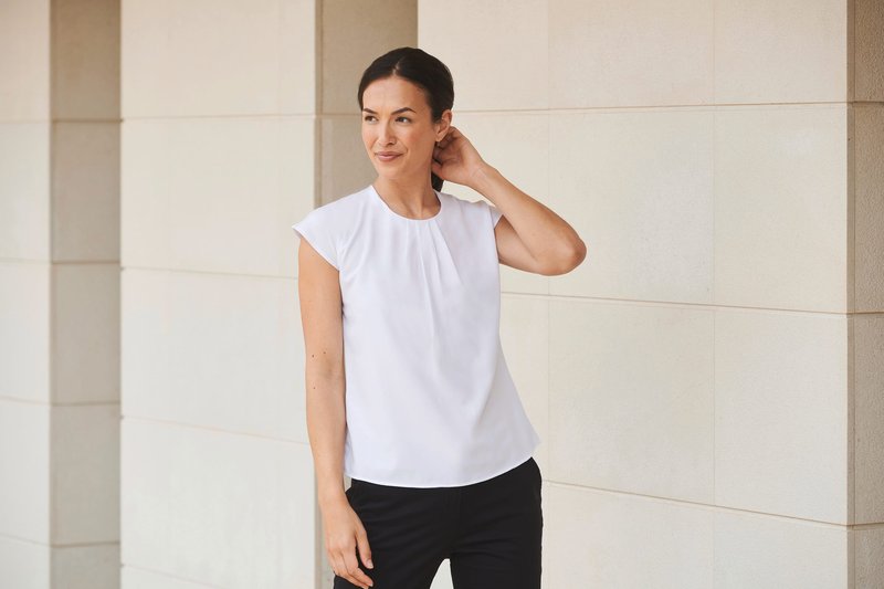 Top col plissé femme