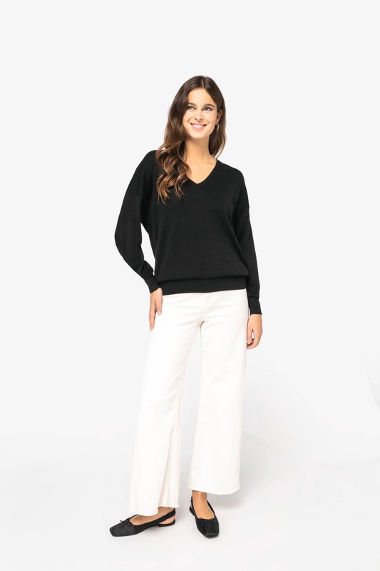 Pull écoresponsable col V en lyocell femme – Image 3
