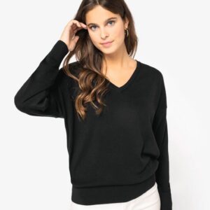Pull écoresponsable col V en lyocell femme