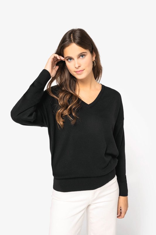 Pull écoresponsable col V en lyocell femme