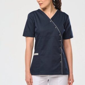 Blouse polycoton avec boutons-pression femme